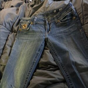 Miss Me Straight leg Jeans with Decorative Stitching